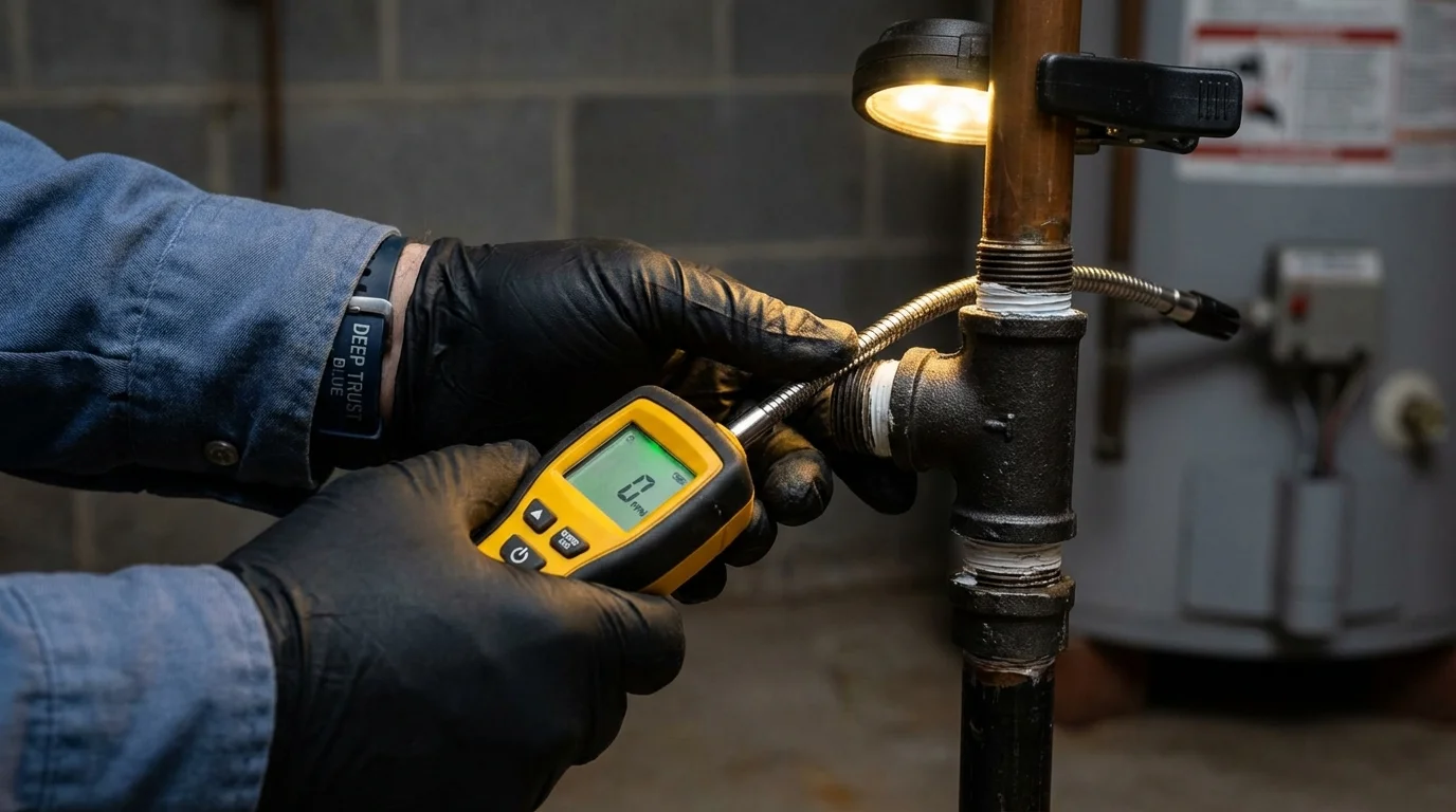 Gas leak detection with electronic sniffer by Johns Plumbing LLC in Gillette