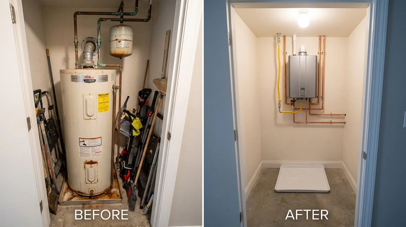 Tank water heater versus wall-mounted tankless unit comparison for Gillette, WY homeowners