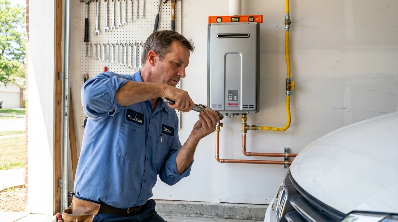 Tankless water heater installation by a Johns Plumbing LLC plumber in Gillette